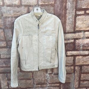 Armani exchange leather distressed jacket